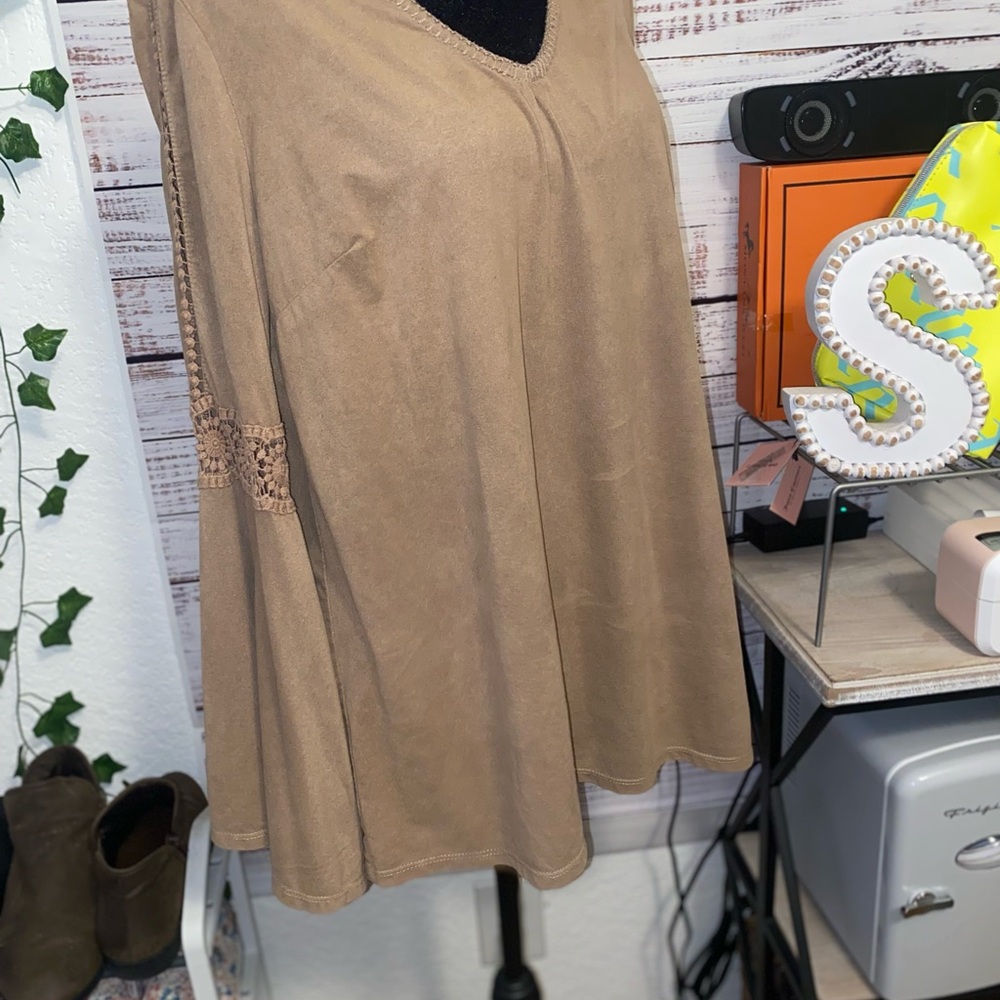EUC Tan suede-feel boho  Top
